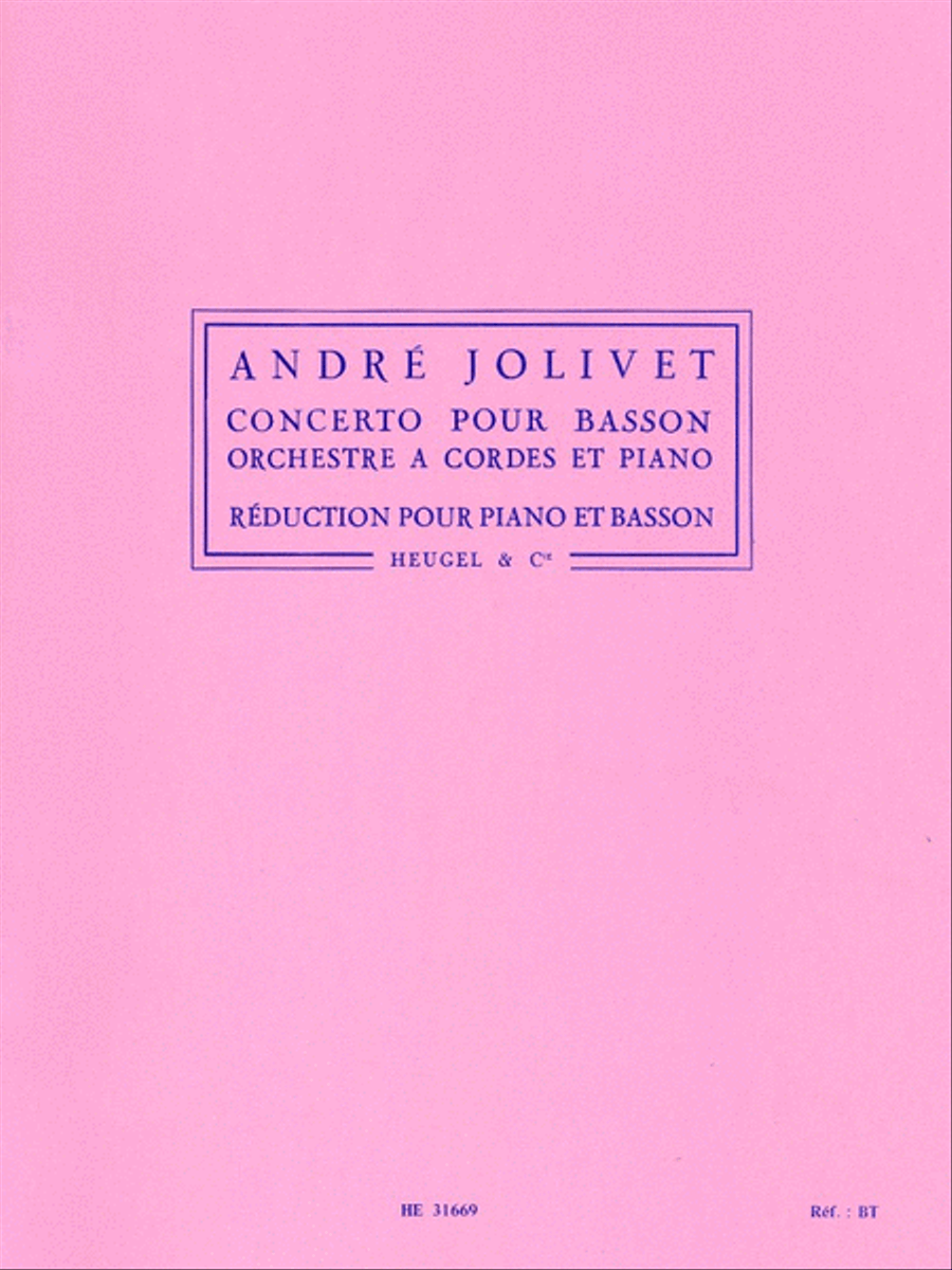 Andre Jolivet - Concerto Pour Basson, Orchestre A Cordes Et Piano (version Pour Piano