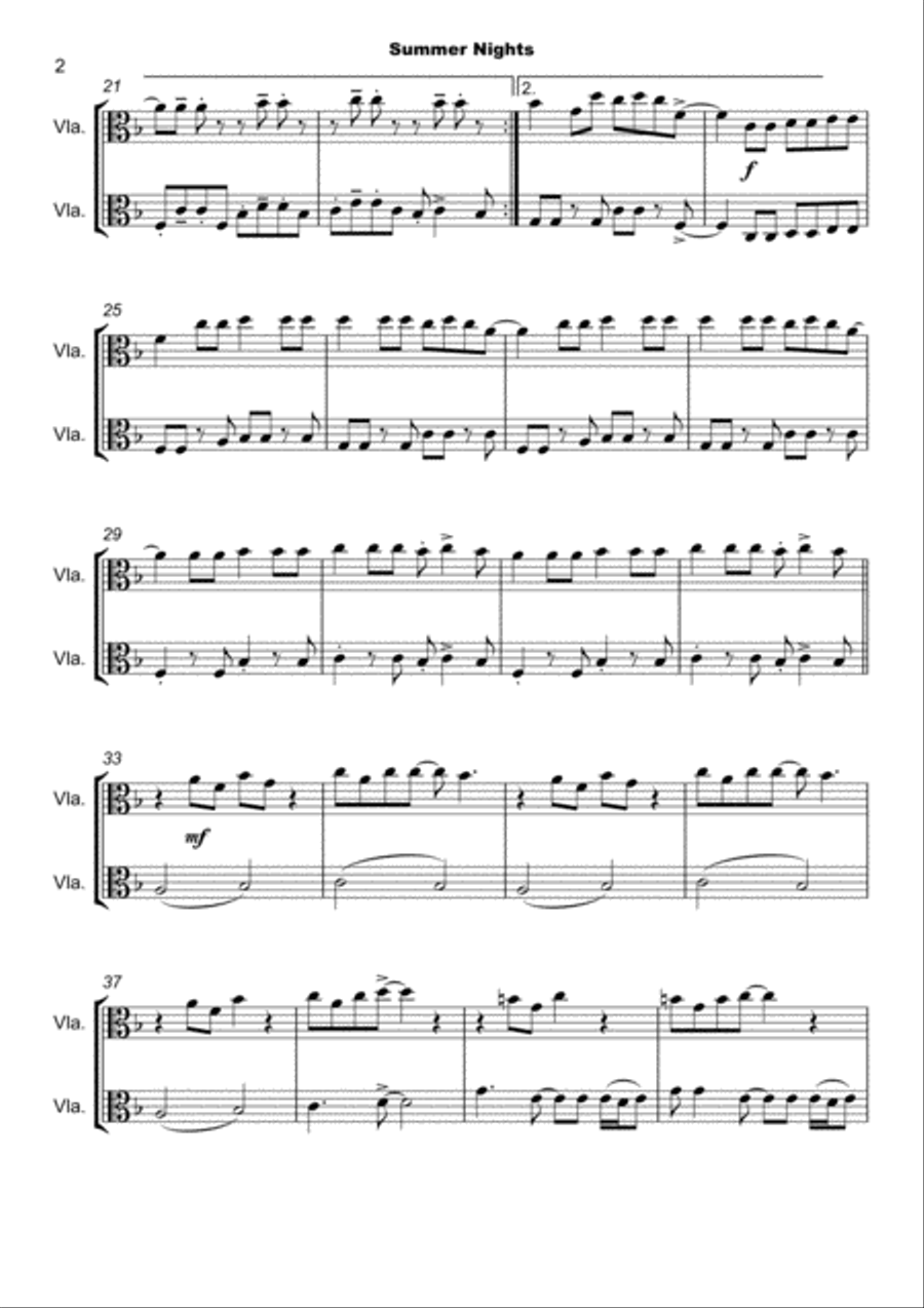 Summer Nights String Duet scores gallery preview page 3