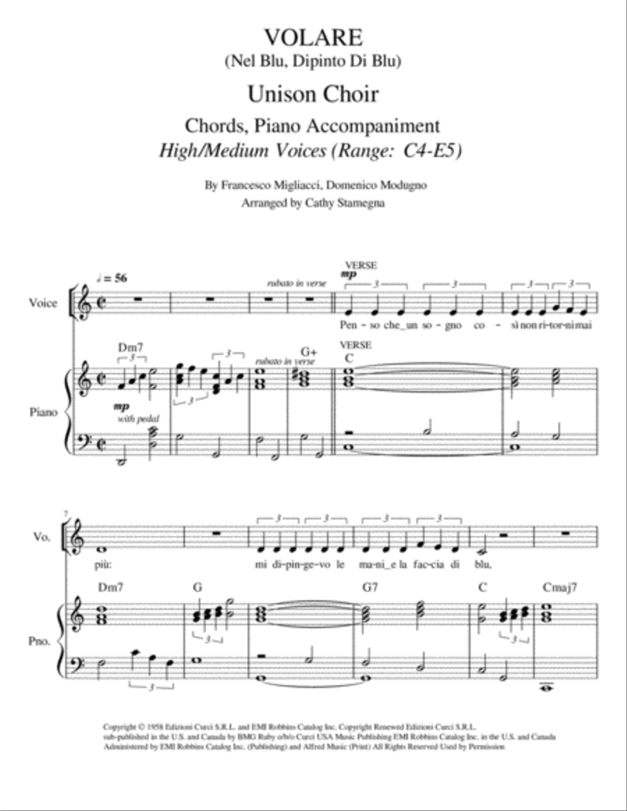 Volare Unison Choir scores gallery preview page 3