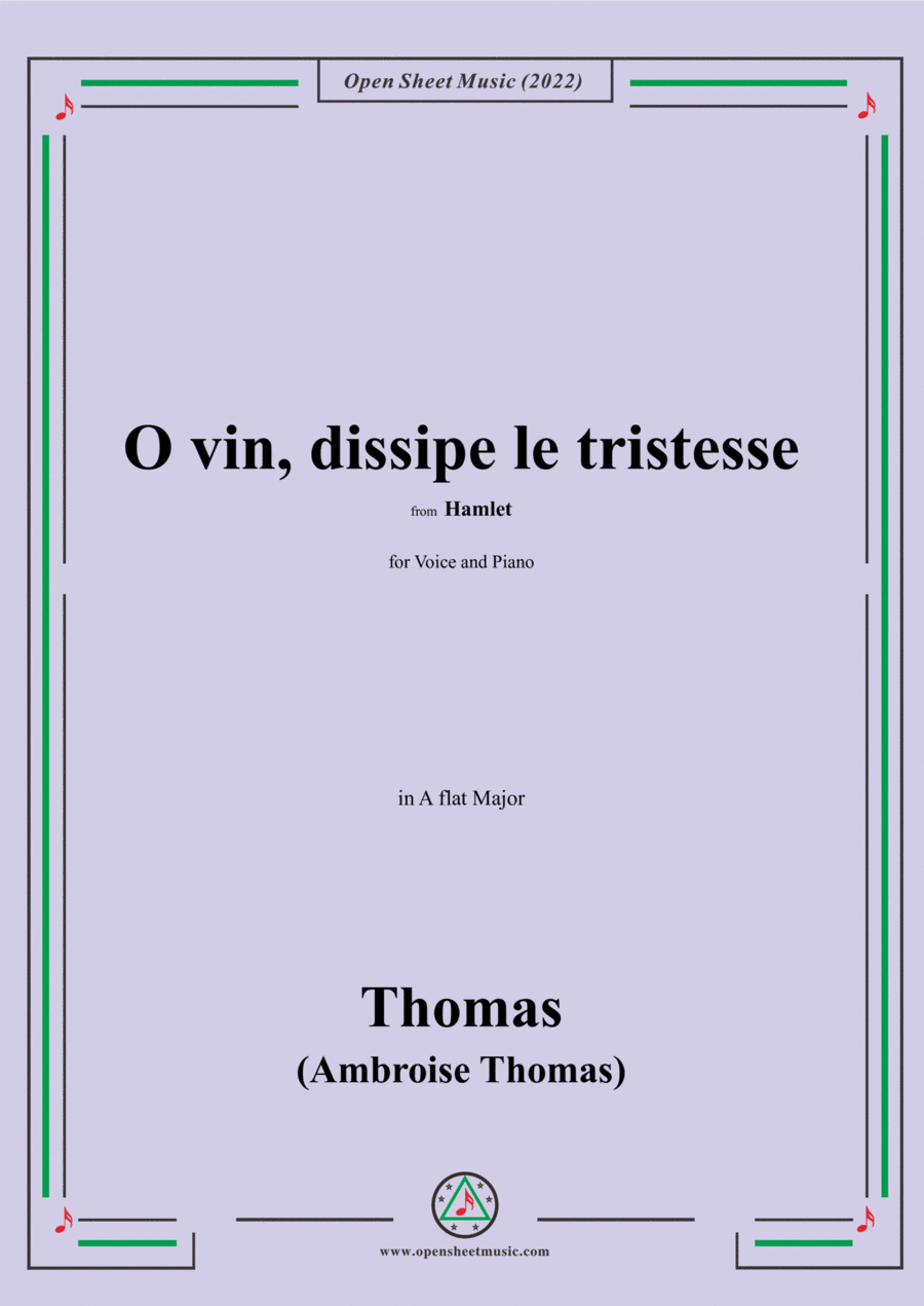 A. Thomas-O vin,dissipe le tristesse,in A flat Major,from Hamlet,for Voice and Piano Voice Solo scores gallery preview page 1