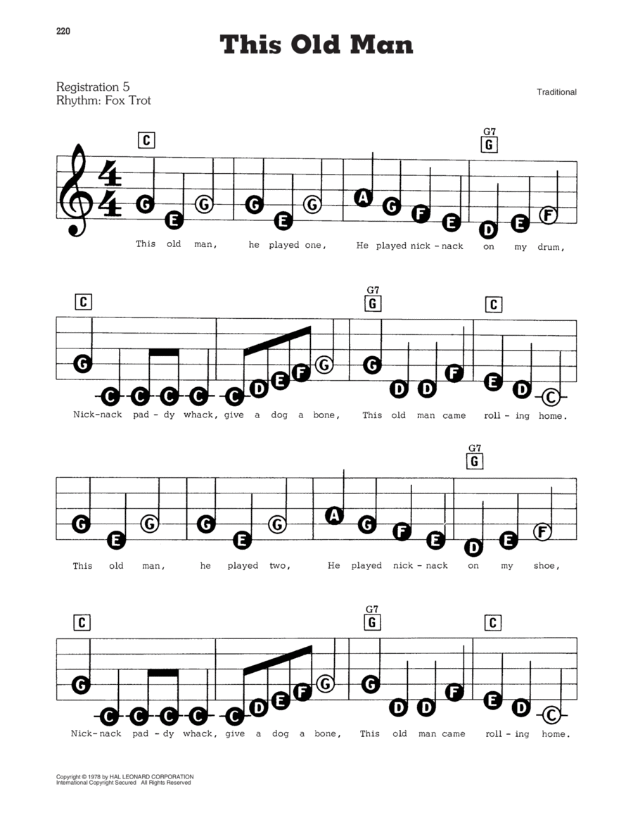 This Old Man Electronic Keyboard scores gallery preview page 1