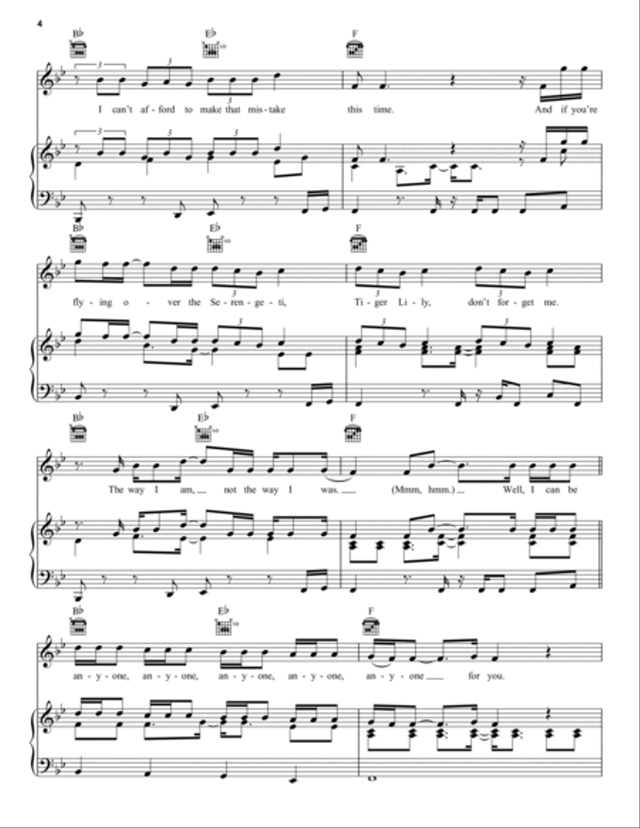 Anyone For You (Tiger Lily) Piano, Vocal, Guitar scores gallery preview page 4