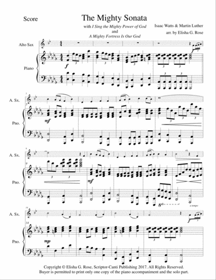 (I Sing The Mighty Power Of God & A Mighty Fortress Is Our God) The Mighty Sonata - Alto Saxophone Alto Saxophone scores gallery preview page 2
