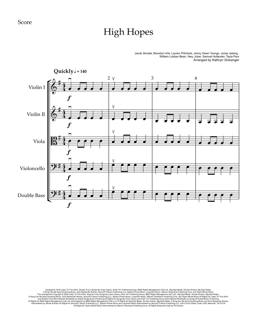 High Hopes Score and Parts scores gallery preview page 1