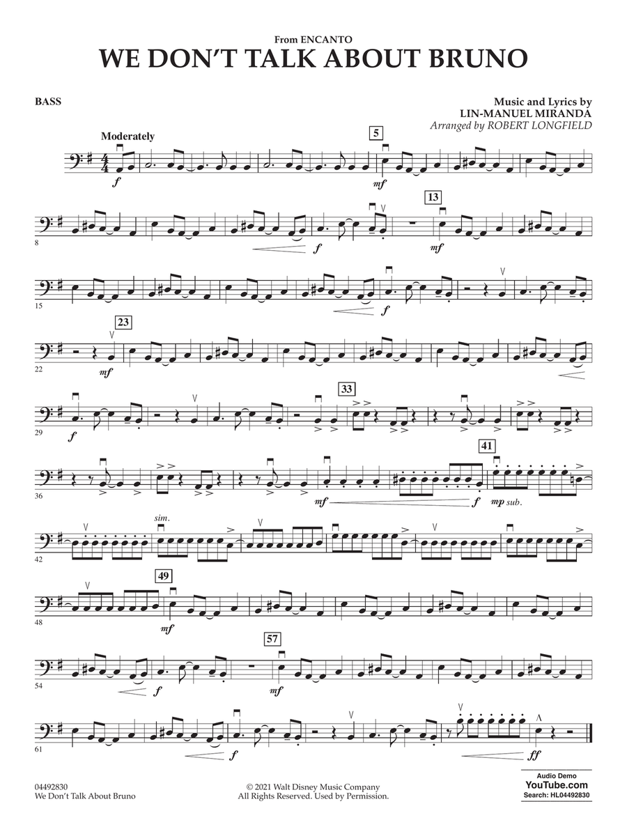 We Don't Talk About Bruno (from Encanto) (arr. Robert Longfield) - Bass Orchestra scores gallery preview page 1