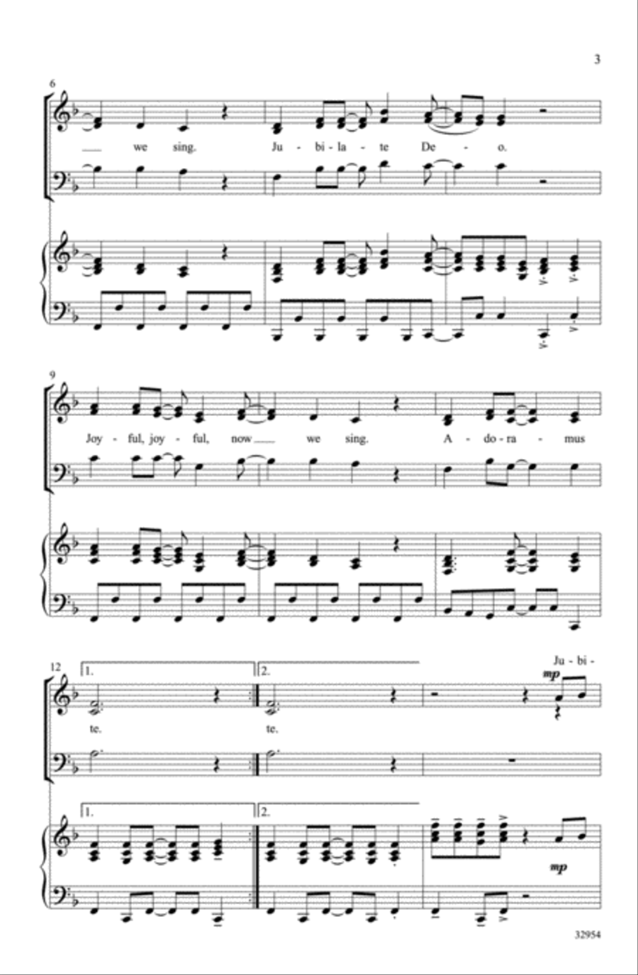 Joyful, Joyful (incorporating Beethoven's Ode to Joy) 3-Part scores gallery preview page 3