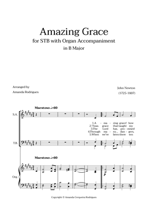 Amazing Grace in B Major - Soprano, Tenor and Bass with Organ Accompaniment