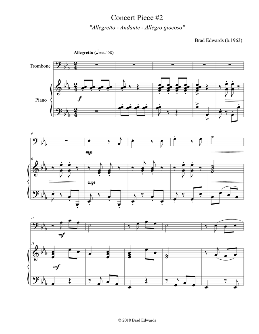 Concert Piece #2: Allegretto - Andante - Allegro giocoso Trombone Solo scores gallery preview page 5