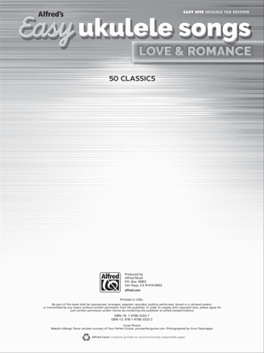 Alfred's Easy Ukulele Songs -- Love & Romance Ukulele scores gallery preview page 2