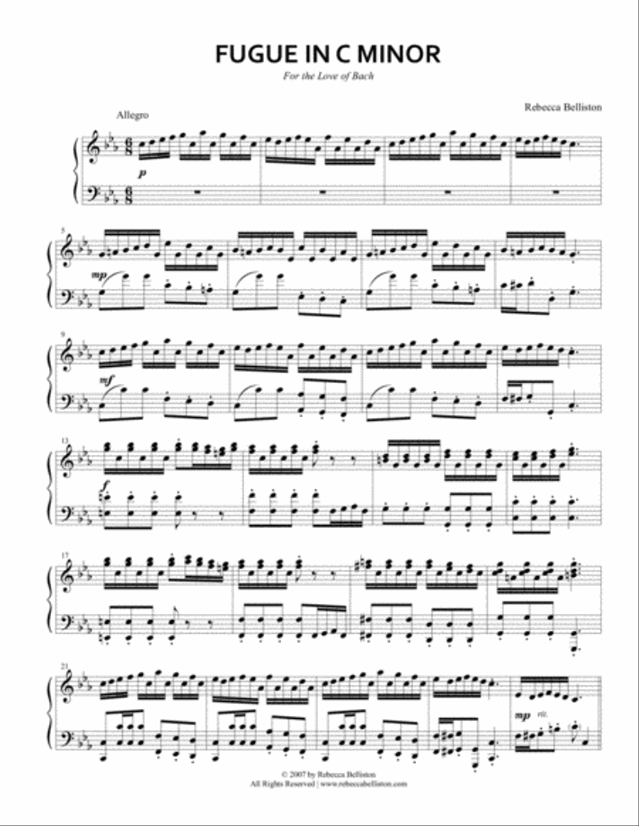 Fugue in C minor Piano Solo scores gallery preview page 2