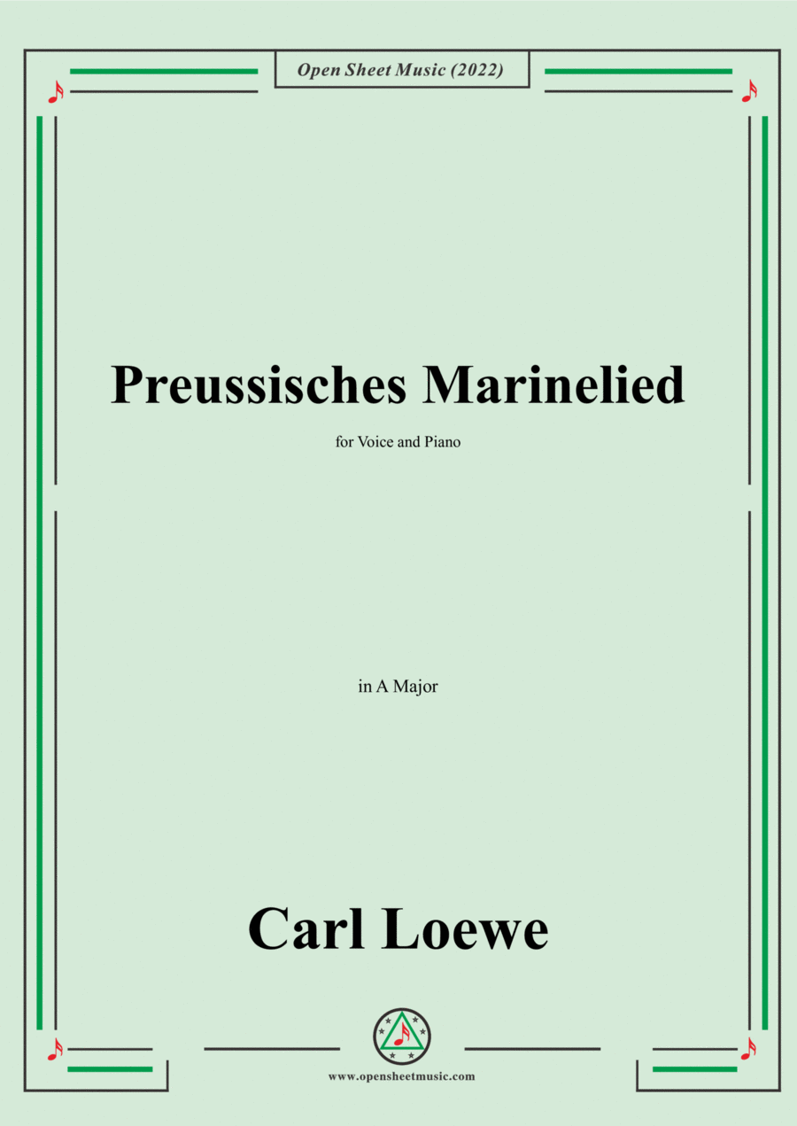 Loewe-Preussisches Marinelied,in A Major,for Voice and Piano Voice Solo scores gallery preview page 1