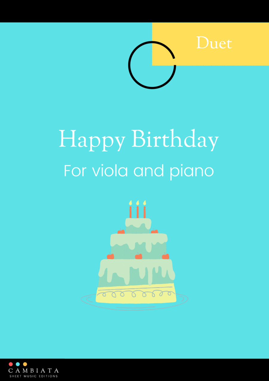 Happy Birthday - For viola (solo) and piano (Easy/Beginner) Piano scores gallery preview page 1