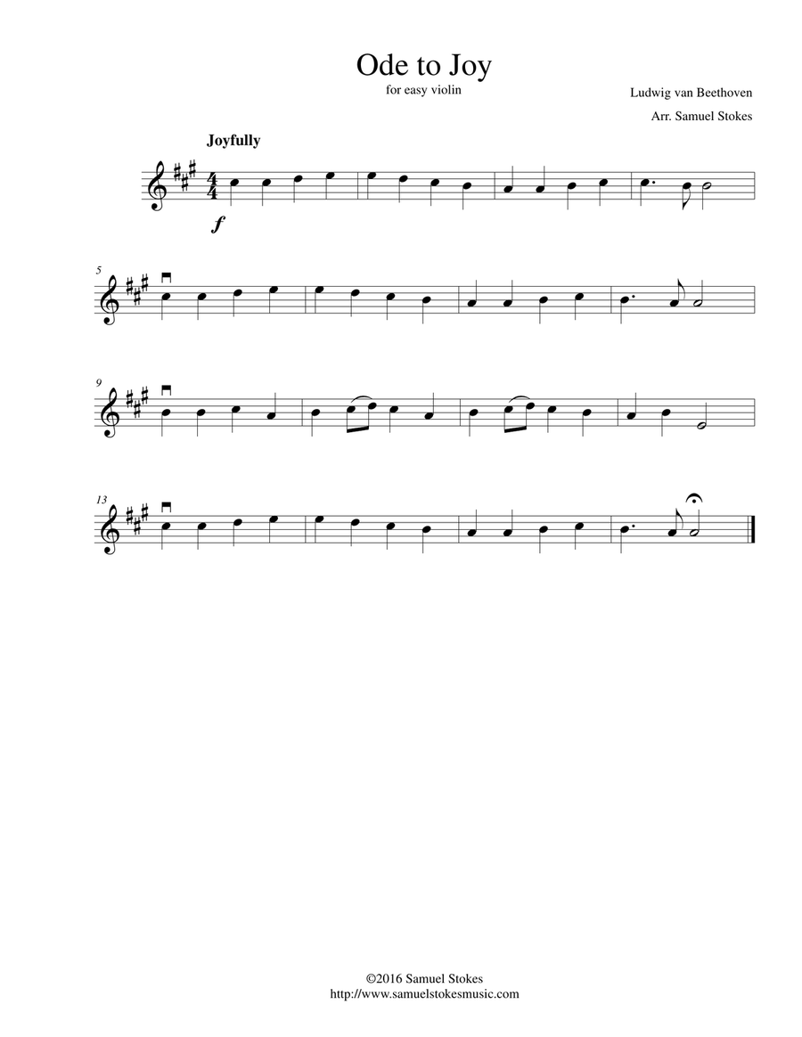 Ode to Joy (Joyful, Joyful, We Adore Thee) - for easy violin Violin Solo scores gallery preview page 1