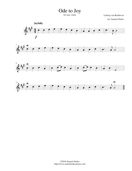 Ode to Joy (Joyful, Joyful, We Adore Thee) - for easy violin image number null