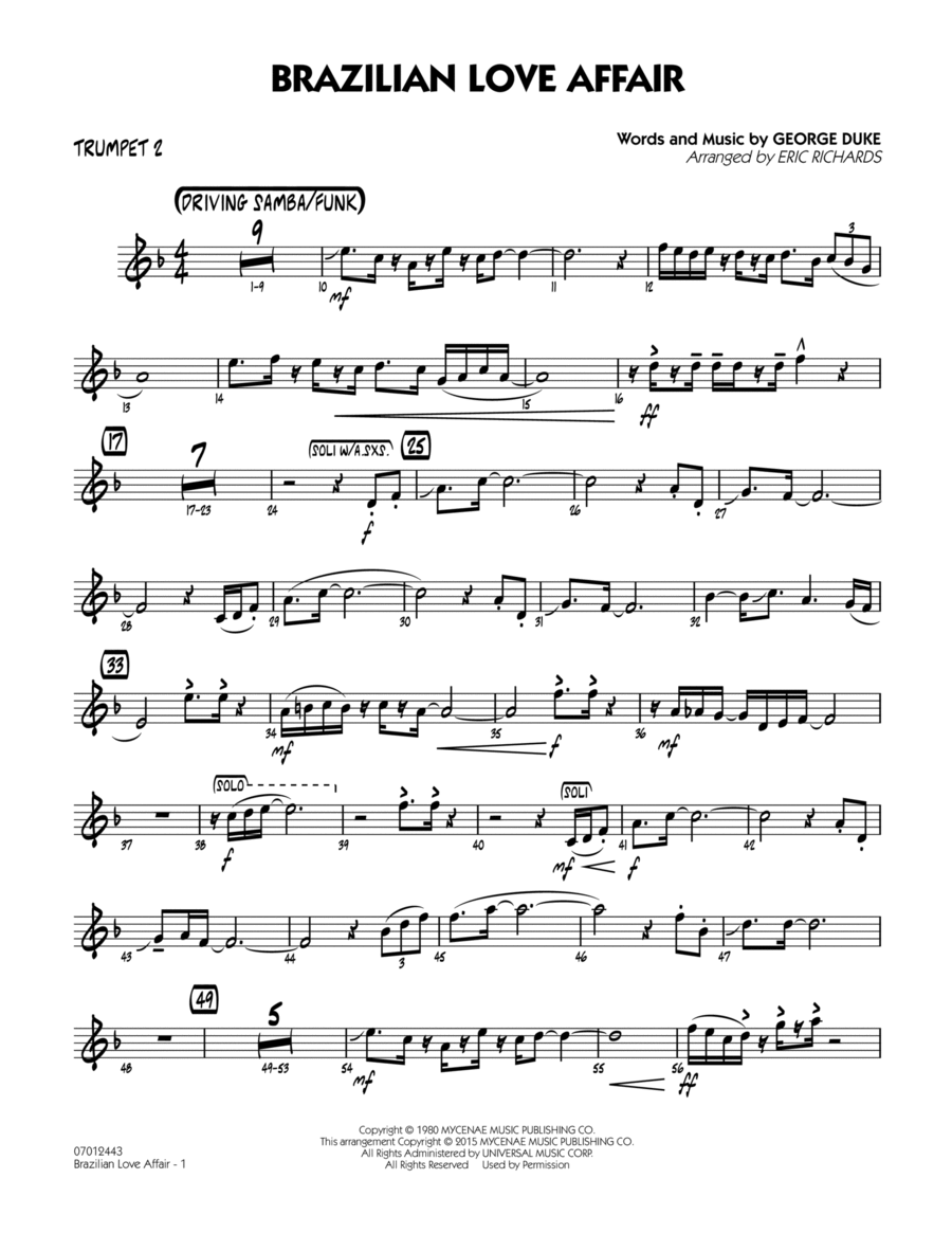 Brazilian Love Affair - Trumpet 2 Trumpet scores gallery preview page 1
