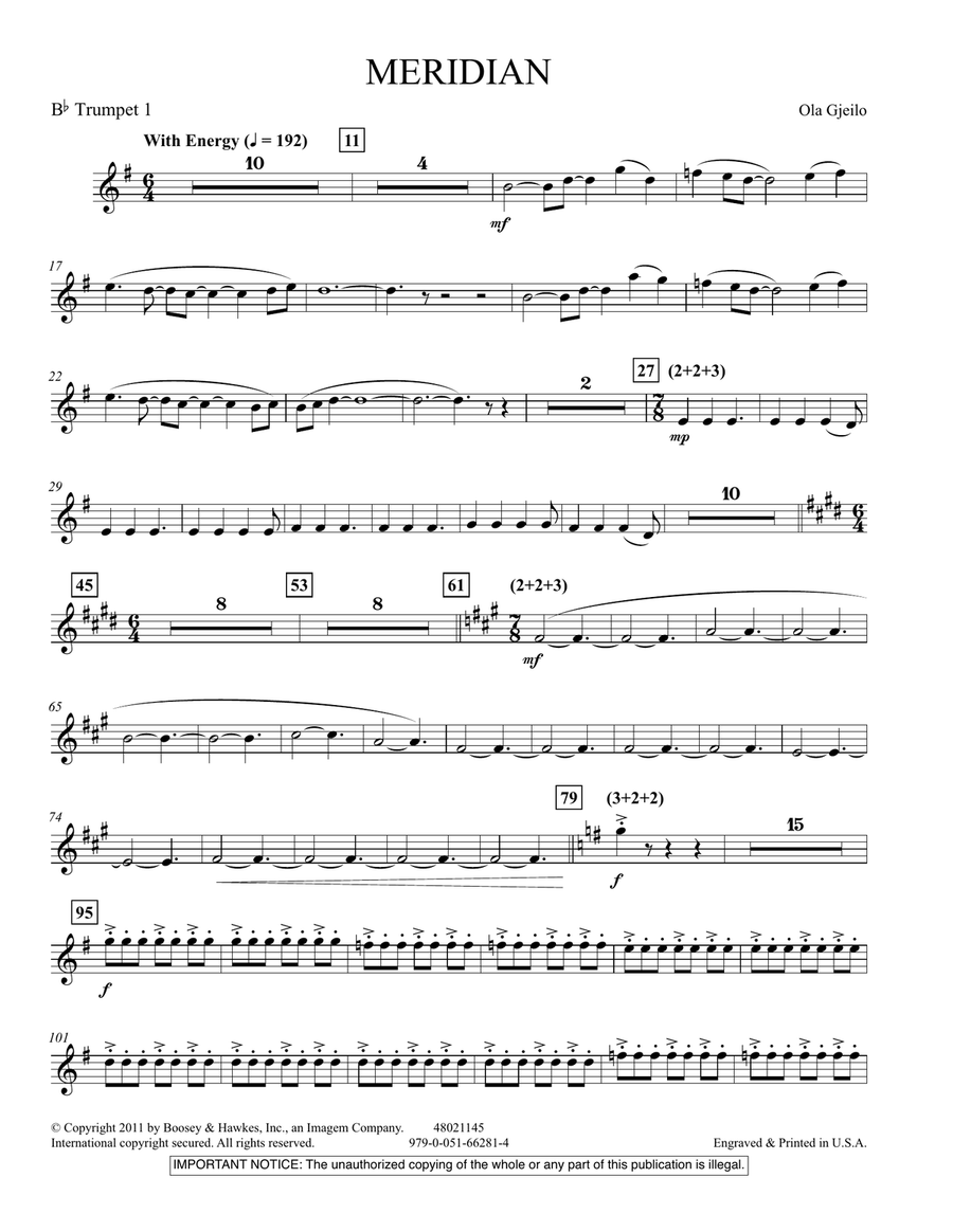 Meridian - Bb Trumpet 1 Meridian - Bb Trumpet 1 Concert Band scores gallery preview page 1
