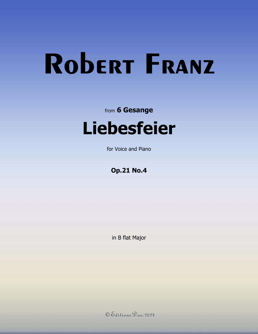 Liebesfeier, by Robert Franz, in B flat Major Voice scores gallery preview page 1