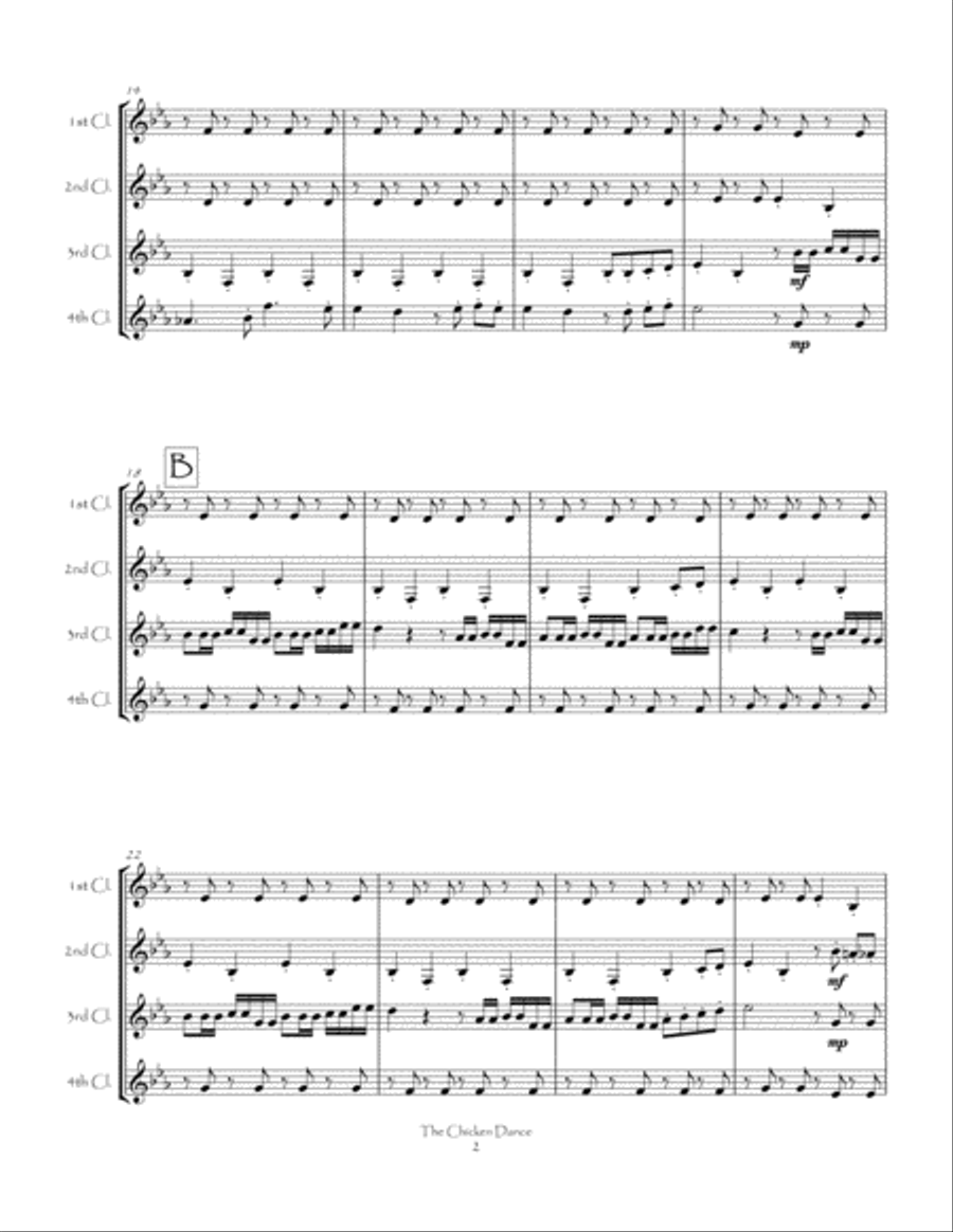 The Chicken Dance Clarinet Quartet scores gallery preview page 5