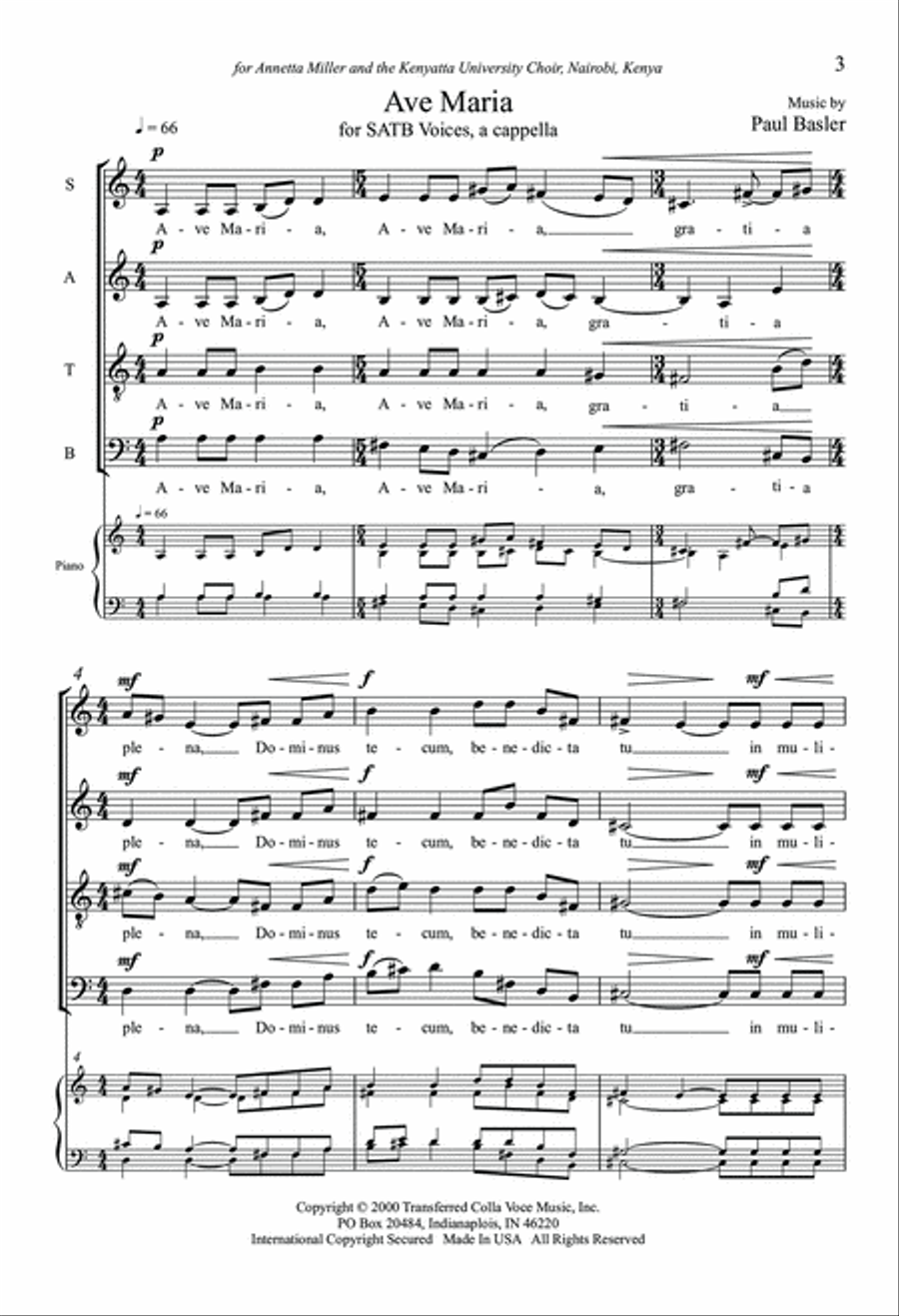Ave Maria Ave Maria 4-Part scores gallery preview page 3