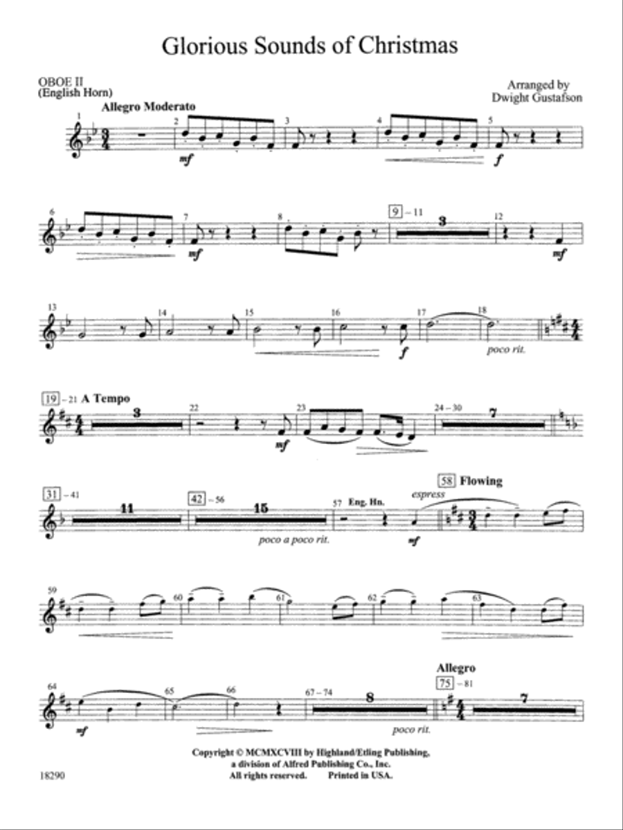 Glorious Sounds of Christmas: 2nd Oboe Full Orchestra scores gallery preview page 1