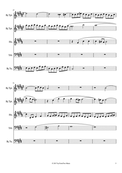 Fuga IV (from Well-Tempered Clavier Book 1, BWV 849) for Brass Quintet image number null