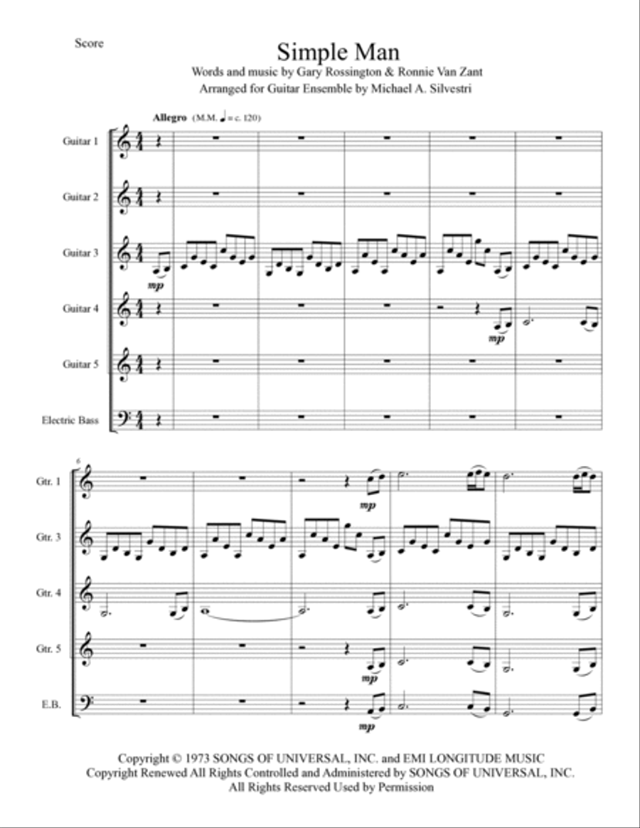 Simple Man Guitar Ensemble scores gallery preview page 2
