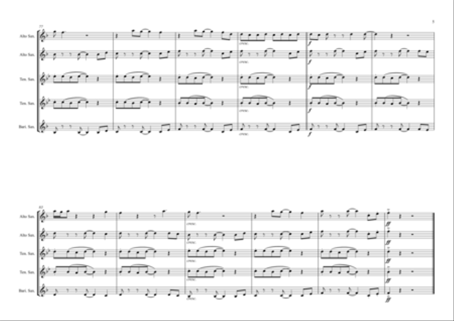 Stand By Me Saxophone Quintet scores gallery preview page 5