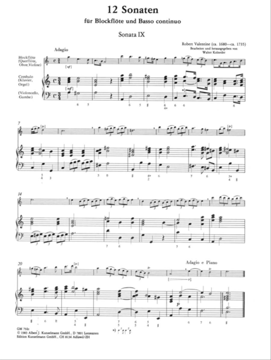 12 Sonatas for recorder and basso continuo, Volume 3 Flute scores gallery preview page 2