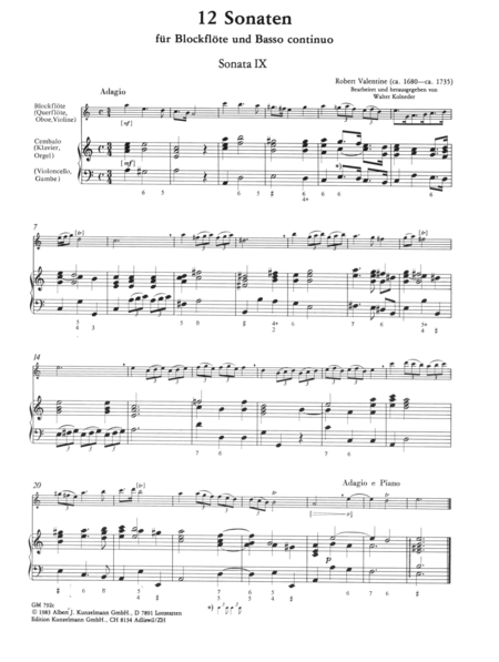 12 Sonatas for recorder and basso continuo, Volume 3