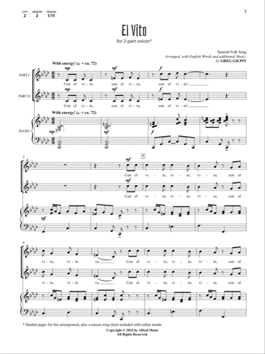 Folk Songs Around the World Unison Choir scores gallery preview page 3