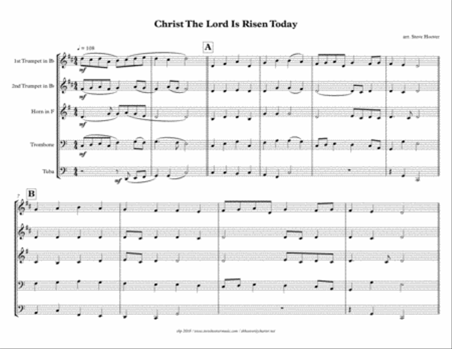 CHRIST THE LORD IS RISEN TODAY - EASTER BRASS QUINTET Brass Quintet scores gallery preview page 2