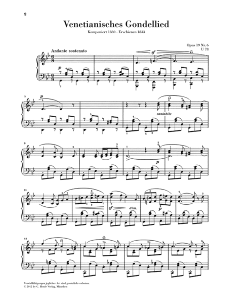 Felix Mendelssohn – Venetian Gondola Songs Piano Solo scores gallery preview page 3