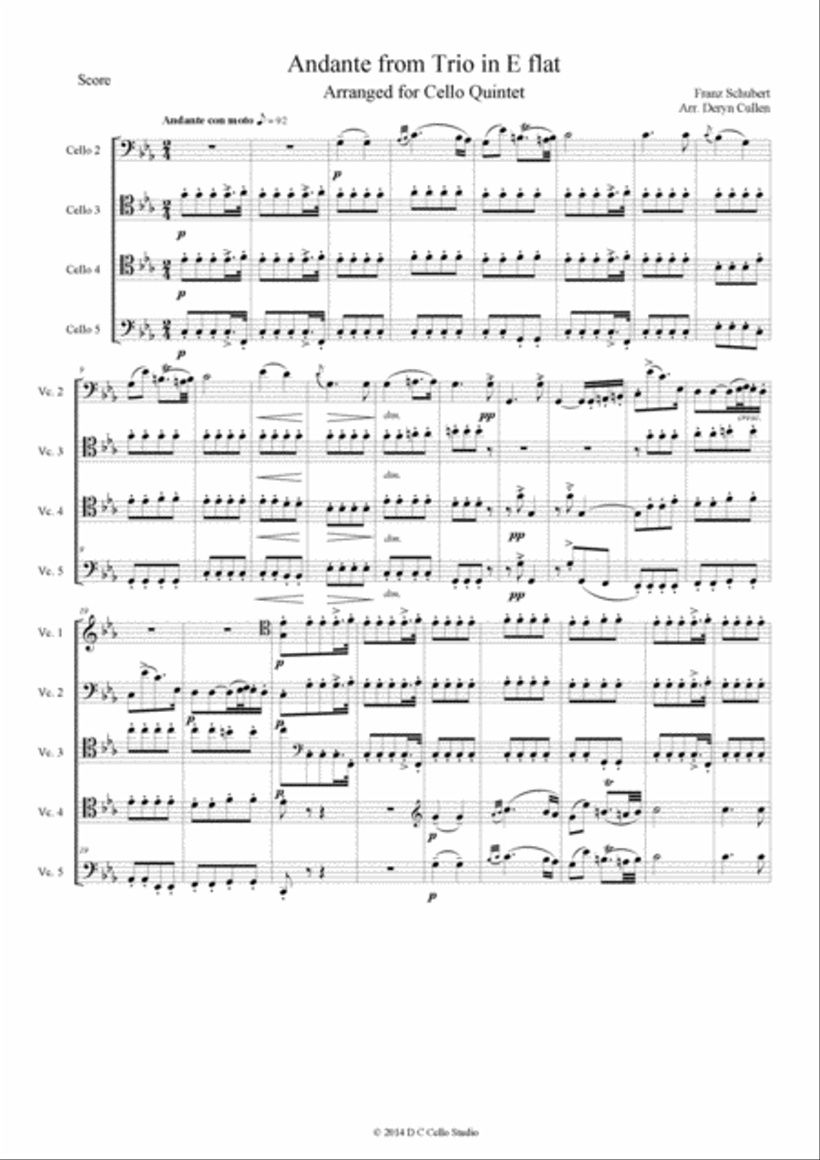 Andante from Trio in E​-​flat, Op. 100 String Quintet scores gallery preview page 3