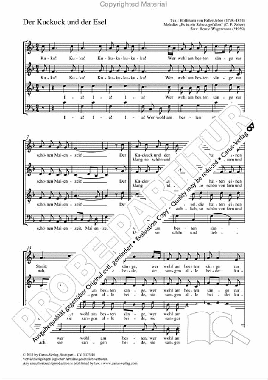 Der Kuckuck und der Esel 4-Part scores gallery preview page 2