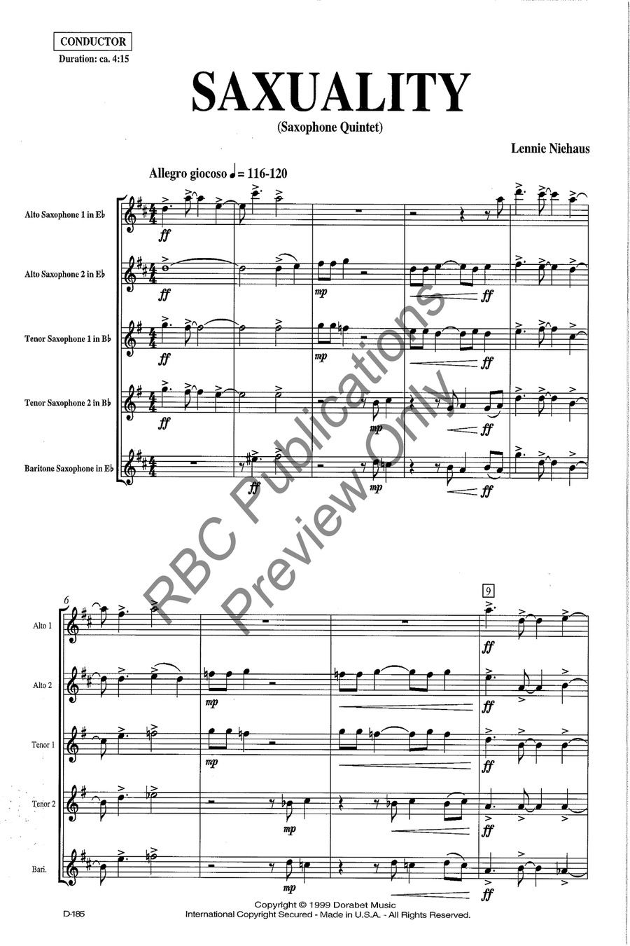 Saxuality Sax Quintet Saxophone scores gallery preview page 4