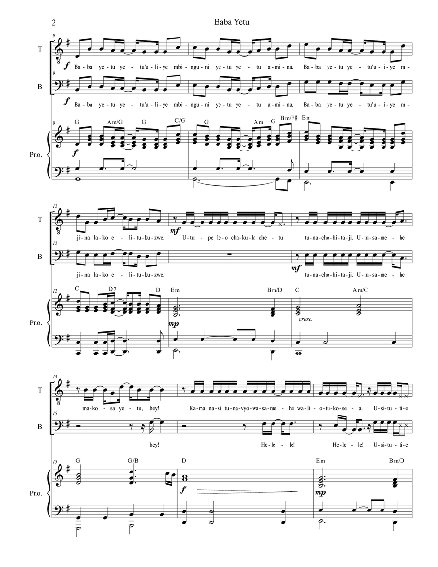 Baba Yetu TB scores gallery preview page 2