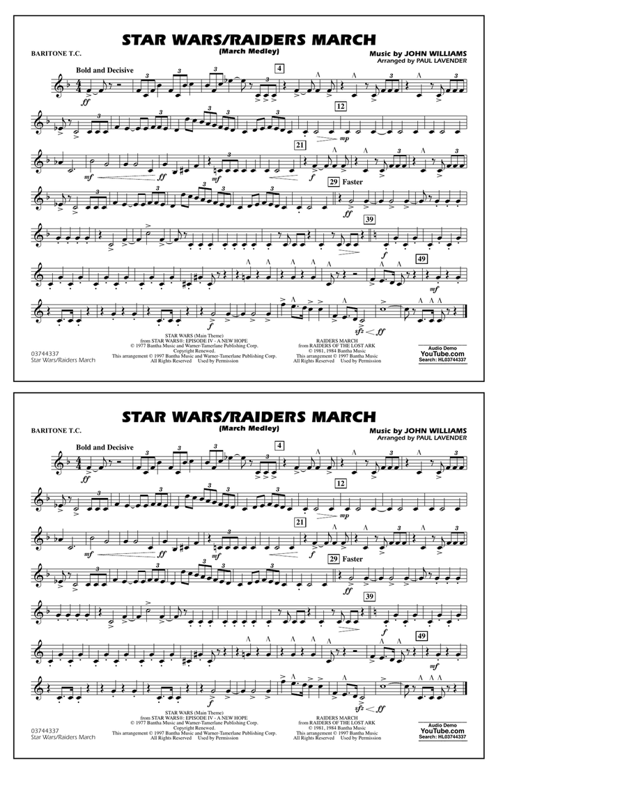 Star Wars/Raiders March - Baritone T.C. Marching Band scores gallery preview page 1