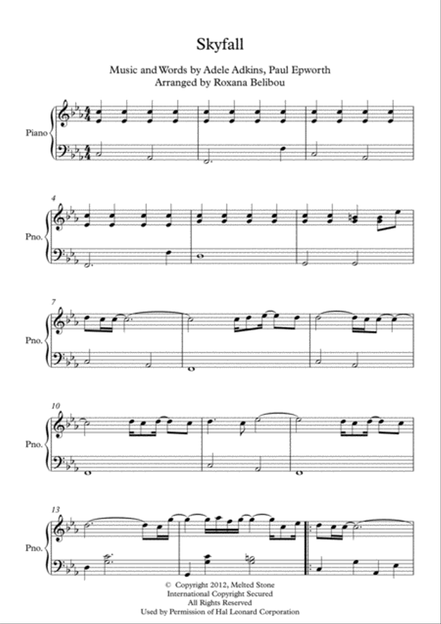 Skyfall Skyfall Easy Piano scores gallery preview page 1