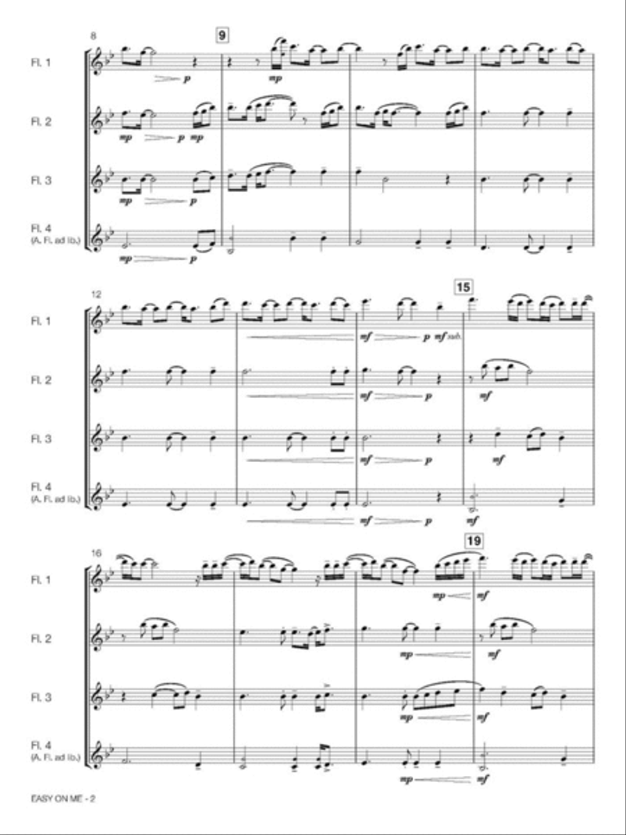 Easy On Me Flute Quartet scores gallery preview page 4