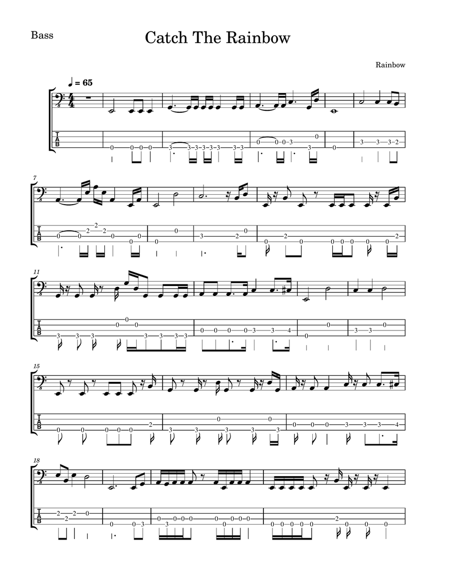 Catch The Rainbow Guitar Tablature scores gallery preview page 1