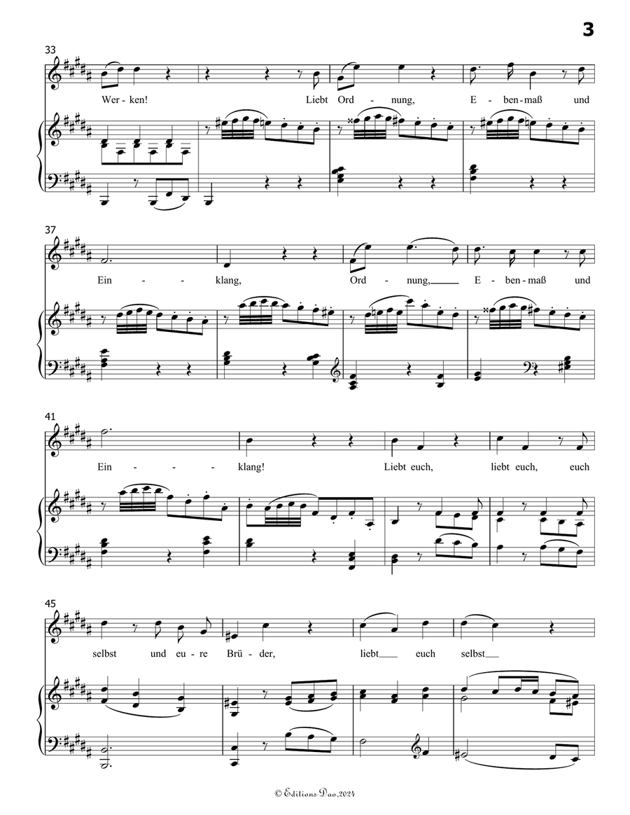 Die ihr des unermeβlichen weltalls, by Mozart, K.V.619, in B Major Piano, Vocal scores gallery preview page 5