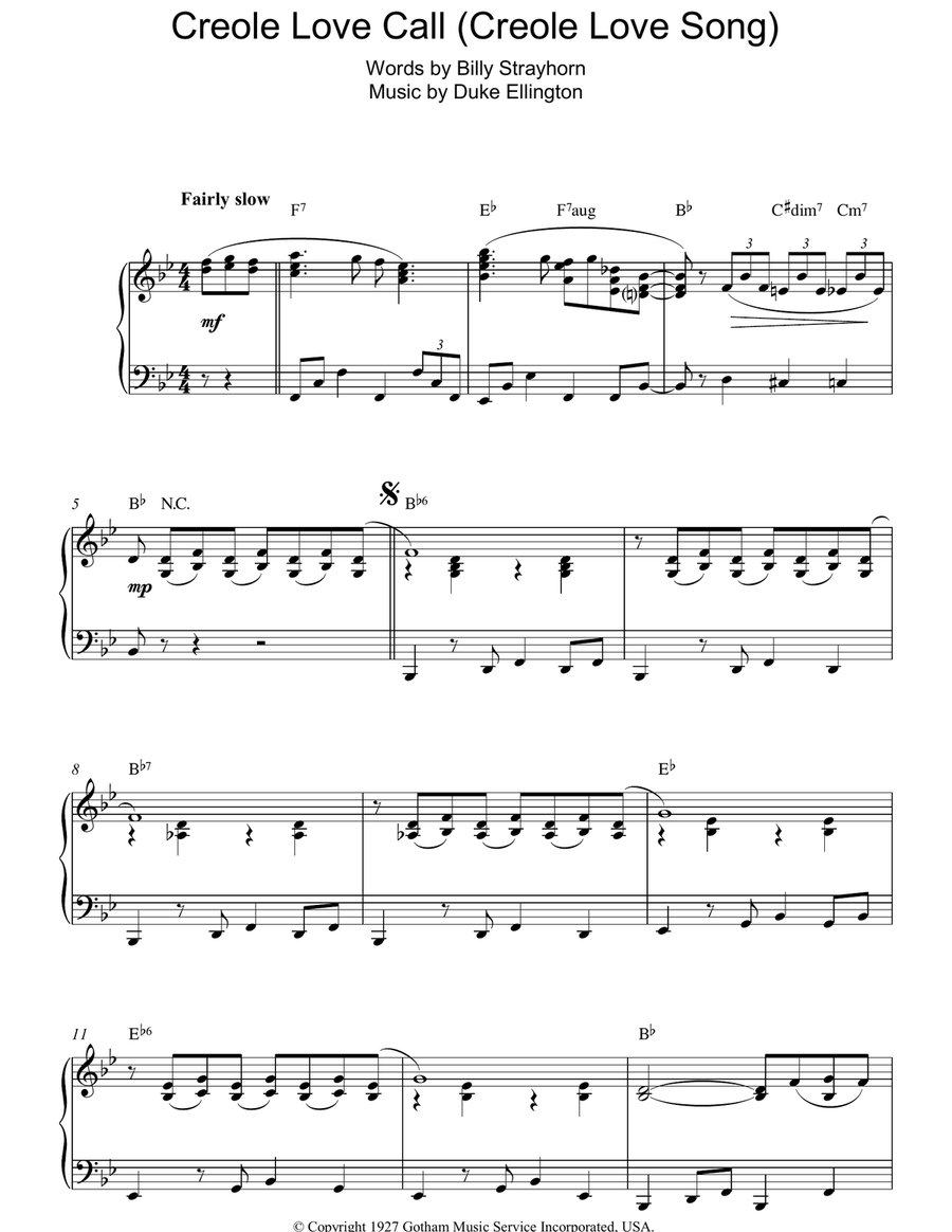 Creole Love Call (Creole Love Song) Piano Solo scores gallery preview page 1