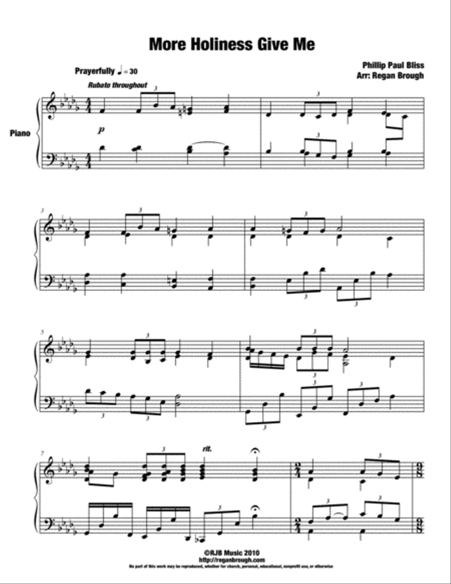 More Holiness Give Me - Piano Solo Piano Solo scores gallery preview page 2
