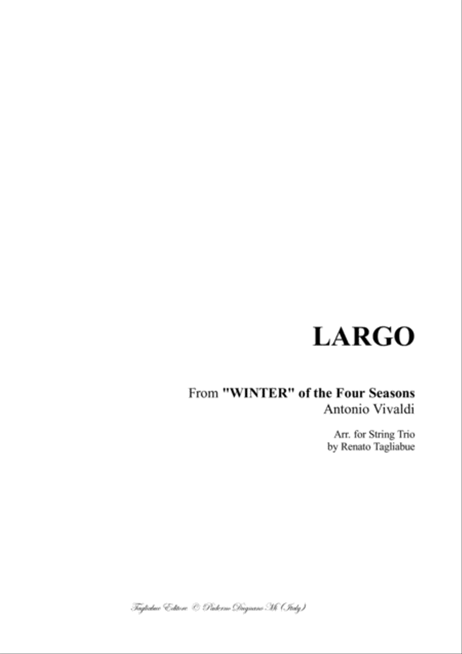 LARGO From "WINTER" of the Four Seasons Antonio Vivaldi. - Arr. for String Trio image number null