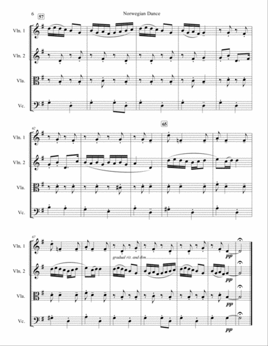 Norwegian Dance Opus 35, No. 2 for String Quartet String Quartet scores gallery preview page 6