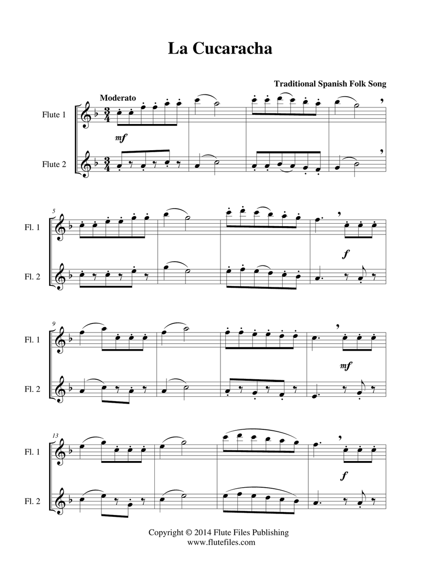 La Cucaracha - Flute Duet Flute Duet scores gallery preview page 3