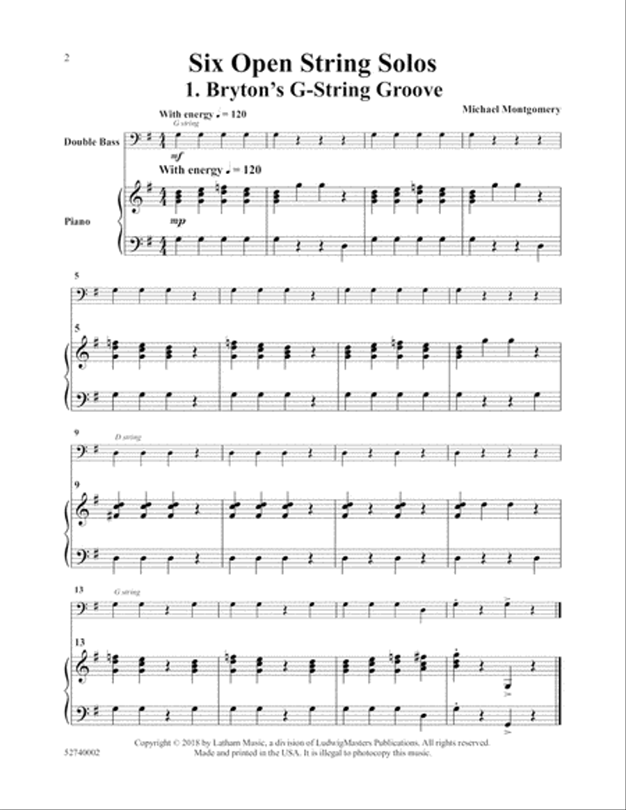Six Open String Solos Double Bass scores gallery preview page 2