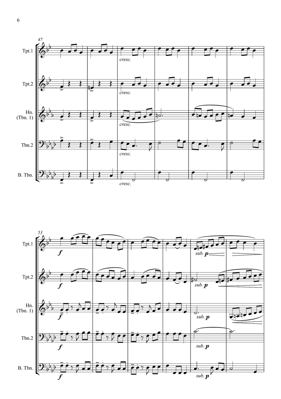 Fantasia on the Ukrainian Bell Carol - for Brass Quintet Brass Quintet scores gallery preview page 6