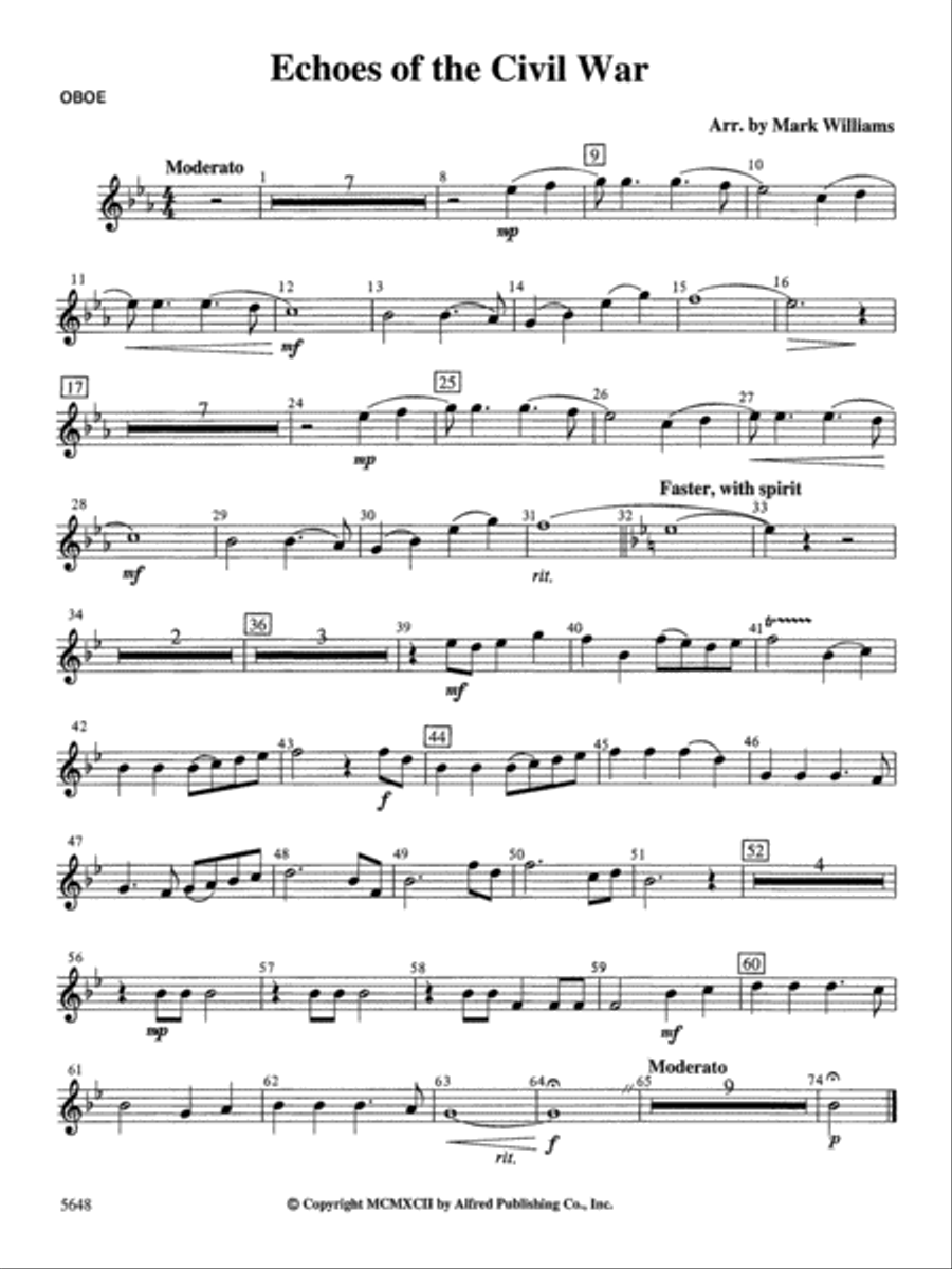 Echoes of the Civil War: Oboe Concert Band scores gallery preview page 1