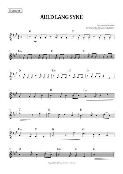 Auld Lang Syne • New Year's Anthem | Brass Quartet sheet music with chords image number null